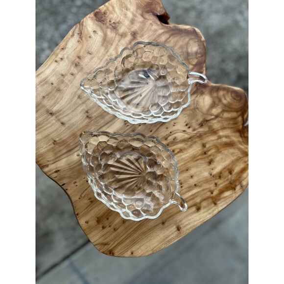 2 Vintage Grape Cluster Clear Glass Candy Nut Bowls Dishes - Picture 5 of 7